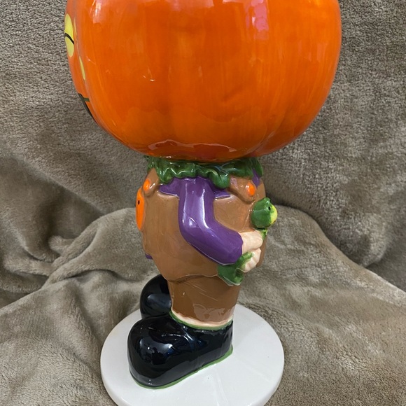 10” Halloween Pumpkin Ceramic Decorative Statue Bowl - Picture 4 of 16